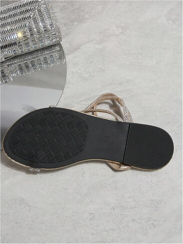 OYOANGLE Women's Rhinestone Butterfly Strappy Slide Sandals Open Toe Fancy Sandal Summer Beach Shoes in Kuwait