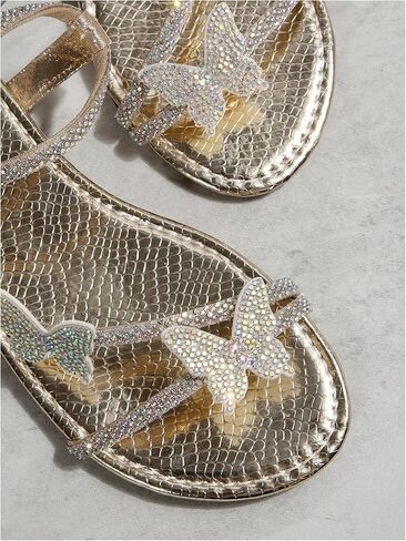 OYOANGLE Women's Rhinestone Butterfly Strappy Slide Sandals Open Toe Fancy Sandal Summer Beach Shoes in Kuwait