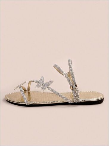 OYOANGLE Women's Rhinestone Butterfly Strappy Slide Sandals Open Toe Fancy Sandal Summer Beach Shoes in Kuwait