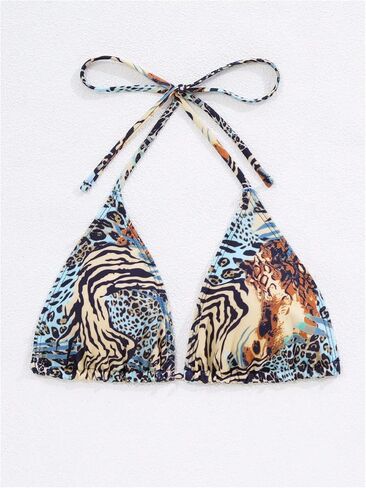 WDIRARA Women's Leopard 2 Piece Swimsuit Halter Triangle String Bikini Set Tie Side Bathing Suits in Kuwait