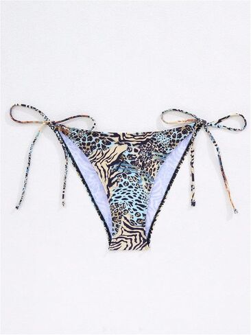 WDIRARA Women's Leopard 2 Piece Swimsuit Halter Triangle String Bikini Set Tie Side Bathing Suits in Kuwait