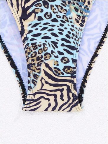 WDIRARA Women's Leopard 2 Piece Swimsuit Halter Triangle String Bikini Set Tie Side Bathing Suits in Kuwait