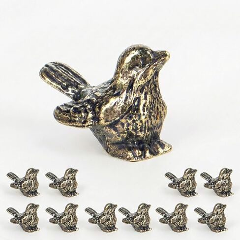 10PCS Small Bird Figurines -Bird Decor Brass Sparrow Statue Vintage Gold Bird Decor Statues Home Office Desk Table Decoration in Saudi Arabia