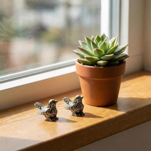 10PCS Small Bird Figurines -Bird Decor Brass Sparrow Statue Vintage Gold Bird Decor Statues Home Office Desk Table Decoration in Saudi Arabia