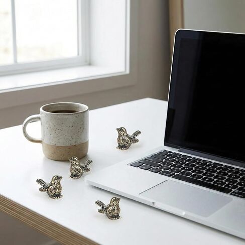 10PCS Small Bird Figurines -Bird Decor Brass Sparrow Statue Vintage Gold Bird Decor Statues Home Office Desk Table Decoration in Saudi Arabia
