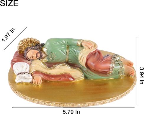 Sleeping St. Joseph Statue - 5.8" Hand-Painted Catholic Figure on Gold Base, Pope Francis Devotion Decor & Religious Gifts for Men in Saudi Arabia