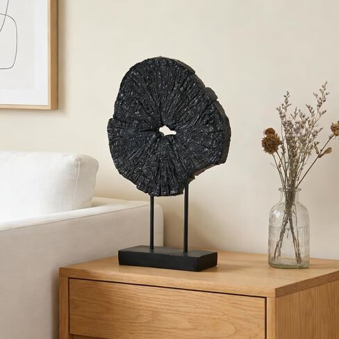 Black Art Modern Abstract Sculpture - Solid Black Art Sculpture for Home Décor Minimalist Decorative Statue for Living Room Office Desk Shelf Handcrafted Art Piece 7.25 * 2.5 * 12 Inch in Saudi Arabia