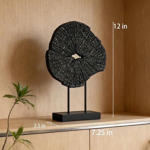 Black Art Modern Abstract Sculpture - Solid Black Art Sculpture for Home Décor Minimalist Decorative Statue for Living Room Office Desk Shelf Handcrafted Art Piece 7.25 * 2.5 * 12 Inch in Saudi Arabia