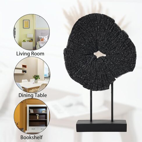 Black Art Modern Abstract Sculpture - Solid Black Art Sculpture for Home Décor Minimalist Decorative Statue for Living Room Office Desk Shelf Handcrafted Art Piece 7.25 * 2.5 * 12 Inch in Saudi Arabia