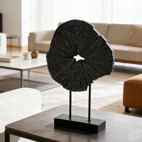 Black Art Modern Abstract Sculpture - Solid Black Art Sculpture for Home Décor Minimalist Decorative Statue for Living Room Office Desk Shelf Handcrafted Art Piece 7.25 * 2.5 * 12 Inch in Saudi Arabia