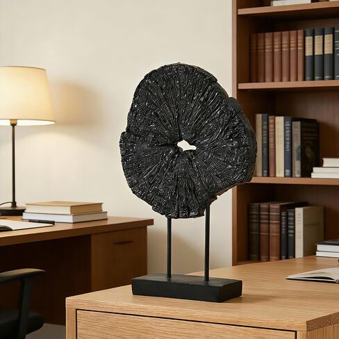 Black Art Modern Abstract Sculpture - Solid Black Art Sculpture for Home Décor Minimalist Decorative Statue for Living Room Office Desk Shelf Handcrafted Art Piece 7.25 * 2.5 * 12 Inch in Saudi Arabia