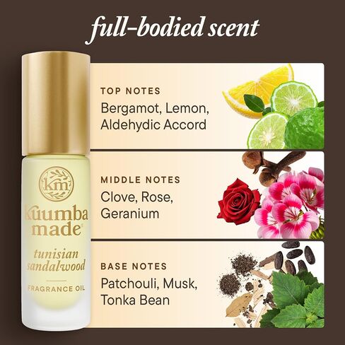 Kuumba Made Tunisian Sandalwood Fragrance Oil, Long-Lasting Scented Oil Perfume Roller, Vegan, Alcohol-Free, 0.15 oz in Saudi Arabia