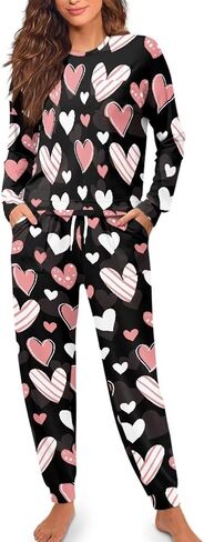 Women's Pajamas Set Soft 2 Piece Loungewear Long Sleeve Pj Set Matching Sleepwear with Pockets for Women Plus Size in Saudi Arabia