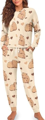 Women's Pajamas Set Soft 2 Piece Loungewear Long Sleeve Pj Set Matching Sleepwear with Pockets for Women Plus Size in Saudi Arabia