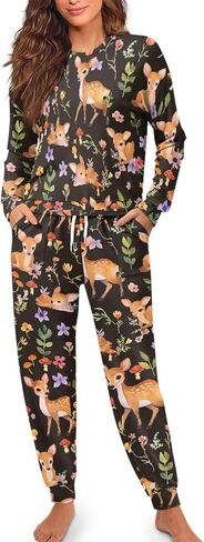 Women's Pajamas Set Soft 2 Piece Loungewear Long Sleeve Pj Set Matching Sleepwear with Pockets for Women Plus Size in Saudi Arabia