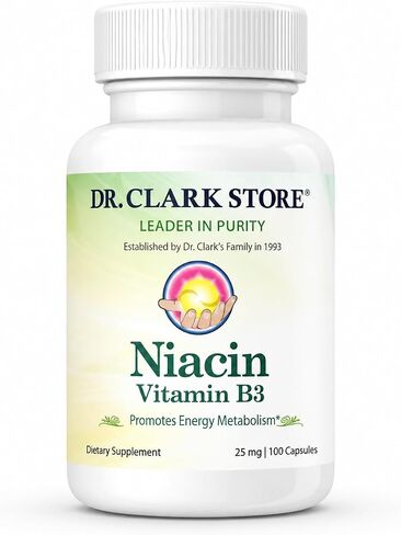 Dr. Clark Niacin (Vitamin B3) Supplement, 25mg, 100 Gelatin Capsules in Saudi Arabia