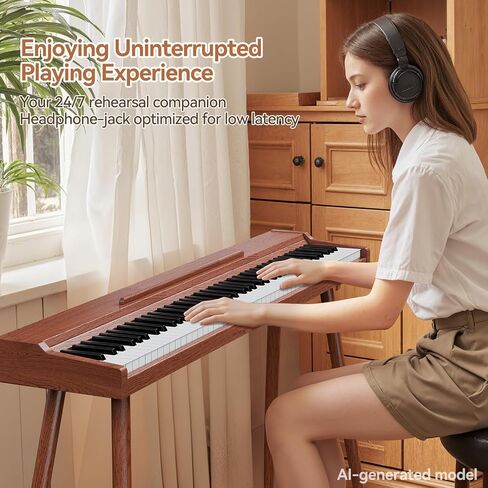 TERENCE P37 Digital Piano 88 Key Weighted Keyboard, Full-Size Keyboard Piano for Beginners, Electric Piano with Stand, Triple Pedal, Removable Music Stand, Power Adapter in Kuwait