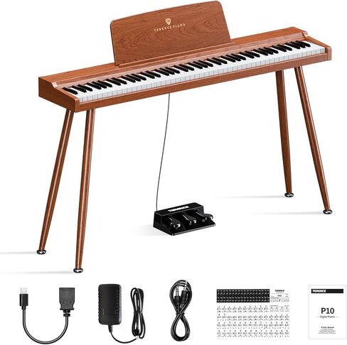 TERENCE P37 Digital Piano 88 Key Weighted Keyboard, Full-Size Keyboard Piano for Beginners, Electric Piano with Stand, Triple Pedal, Removable Music Stand, Power Adapter in Kuwait