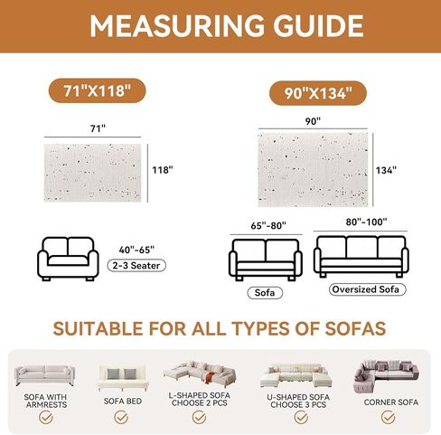 YDKGL Washable Couch Covers for Sofa, Couch Covers Blanket for Dogs, Non Slip Sofa Cover 2 Cushion Pet Furniture Protector with Tassels, Soft Fluffy Sofa Slipcover for Kids Dogs, Beige/White 71"x118" in Saudi Arabia