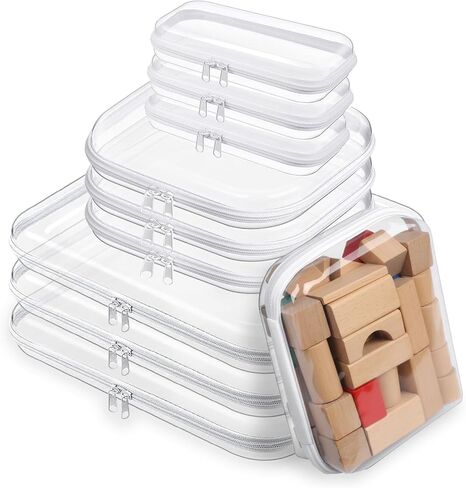 Dimore Ultimate Organizer Kit - 9 Pack Clear Hard Shell Zipper Case (3 Large + 3 Medium + 3 Small) Multi-Size Set, Complete Storage Solution for Makeup, Crafts, Toys, Electronics in Saudi Arabia