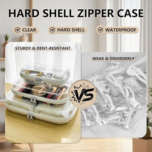 Dimore Ultimate Organizer Kit - 9 Pack Clear Hard Shell Zipper Case (3 Large + 3 Medium + 3 Small) Multi-Size Set, Complete Storage Solution for Makeup, Crafts, Toys, Electronics in Saudi Arabia