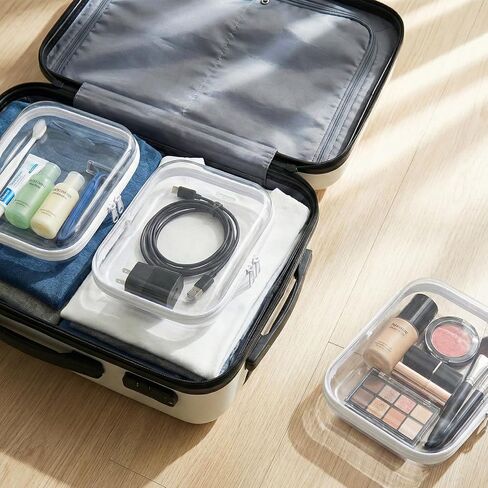 Dimore Ultimate Organizer Kit - 9 Pack Clear Hard Shell Zipper Case (3 Large + 3 Medium + 3 Small) Multi-Size Set, Complete Storage Solution for Makeup, Crafts, Toys, Electronics in Saudi Arabia