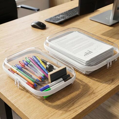 Dimore Ultimate Organizer Kit - 9 Pack Clear Hard Shell Zipper Case (3 Large + 3 Medium + 3 Small) Multi-Size Set, Complete Storage Solution for Makeup, Crafts, Toys, Electronics in Saudi Arabia