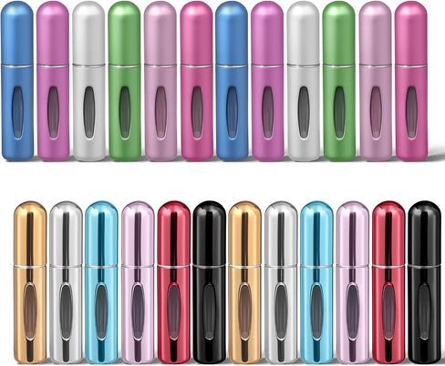 24pcs Travel Perfume Bottle Refillable,0.16oz/5ml Mini Perfume Atomizer,Small Size Portable Refillable Perfume Bottle for Travel,Shopping, Work.Multicolor to Choose in Saudi Arabia