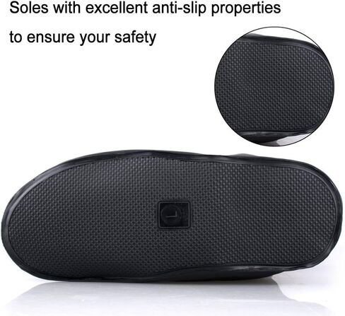 Waterproof Shoe Covers, Reusable Foldable Slip Proof Bottom Overshoes with Zipper, Keep Shoes Dry for Cycling Fishing Walking in Rain Snow and Mud (Black Short Boot, XL) in Saudi Arabia