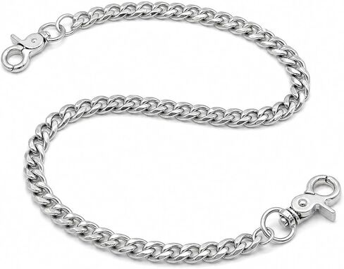 Chedin Heavy Duty Silver Chain Belt for Men, Stainless Steel Waist Chain for Wallet & Pants, Punk Hip Hop Biker Jean Chain with Secure Clasp, Chains for Keys Wallets in Saudi Arabia