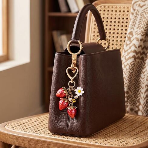 Strawberry Keychain Charm Cute Strawberry Keychain Set with Bee and Flower Charm Daisy Strawberries Bag Charms Handbag for Women, Red Glitter Purse Accessories in Saudi Arabia