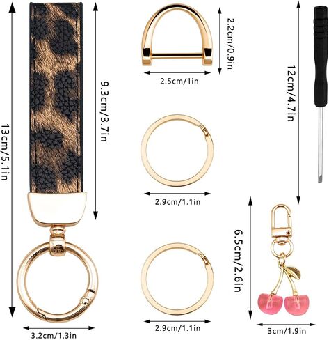 Cherry Keychain Cheetah Leather Wristlet Keychain for Women Leopard Print Purse Charms Aesthetic Leather Bag Charm Cute Leopard Print Keychains for Car Keys in Saudi Arabia