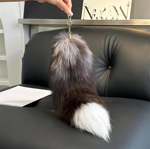Fluffy Fox Tail Fur Keychain Cosplay Party Costume Furry Wolf Tails Handbag Accessory Hook Pendant for Women in Saudi Arabia