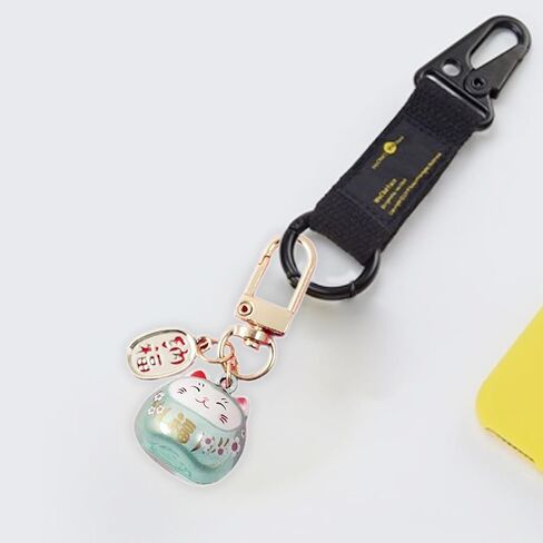 Japanese Styles Cartoon Cats with Bells Keychain Bag Charm Metal Car Keyring Pendant Ornament for Women and Men Cute Lucky cat Praying Pendant in Saudi Arabia