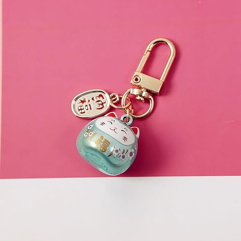 Japanese Styles Cartoon Cats with Bells Keychain Bag Charm Metal Car Keyring Pendant Ornament for Women and Men Cute Lucky cat Praying Pendant in Saudi Arabia