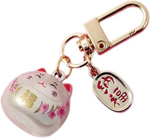Japanese Styles Cartoon Cats with Bells Keychain Bag Charm Metal Car Keyring Pendant Ornament for Women and Men Cute Lucky cat Praying Pendant in Saudi Arabia