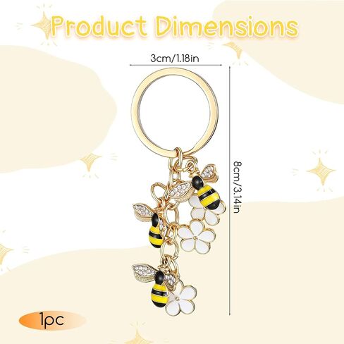 Bee Keychain Charm Honey Bee Decor CuteBee Gifts Key Chain Decor for Wallet Purse Handbags Backpack Accessories in Saudi Arabia