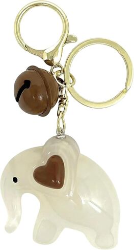 Sweet Elephant Keychain & Bag Charm, Clear Acrylic Animal Pendant with Tiny Bell, Adorable Car Key Ring for Women in Saudi Arabia