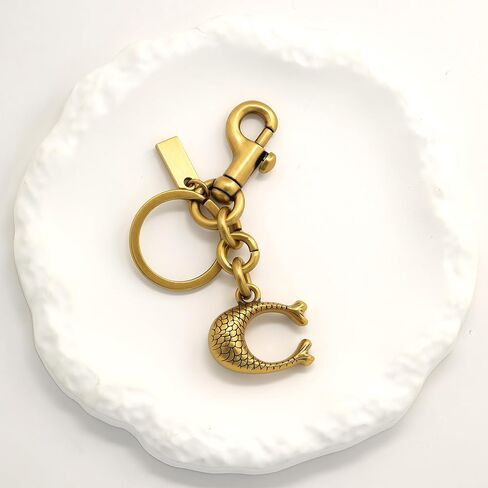 Bag Charm C for Handbags & Tote, Personalized C Initial Purse/Wallet Charms Gold with Keychain Clip in Saudi Arabia