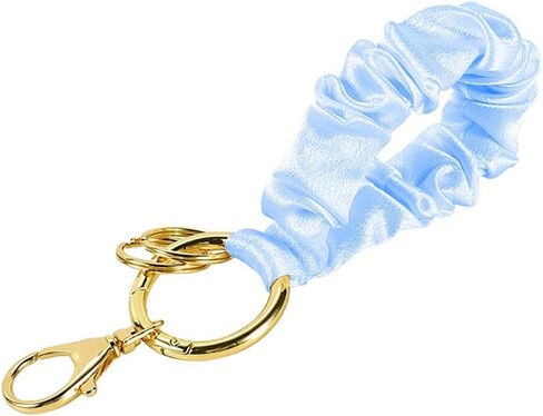 Satin Wristlet Keychain Scrunchie Style Bag Charm Women Wrist Strap Key Holder in Kuwait
