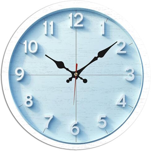 Light Blue Minimalist Number Wall Clock - 10 Inch Silent Non-Ticking Decorative Clock - Modern Decor for Living Room Bedroom Kitchen in Kuwait