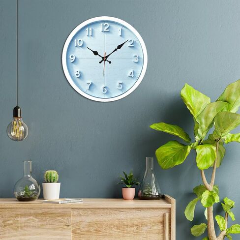 Light Blue Minimalist Number Wall Clock - 10 Inch Silent Non-Ticking Decorative Clock - Modern Decor for Living Room Bedroom Kitchen in Kuwait