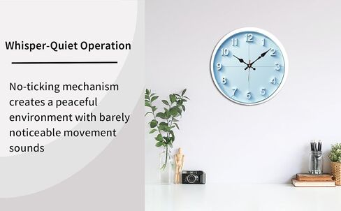 Light Blue Minimalist Number Wall Clock - 10 Inch Silent Non-Ticking Decorative Clock - Modern Decor for Living Room Bedroom Kitchen in Kuwait
