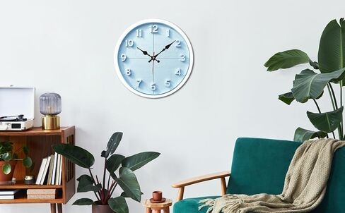 Light Blue Minimalist Number Wall Clock - 10 Inch Silent Non-Ticking Decorative Clock - Modern Decor for Living Room Bedroom Kitchen in Kuwait