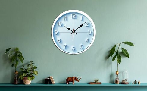 Light Blue Minimalist Number Wall Clock - 10 Inch Silent Non-Ticking Decorative Clock - Modern Decor for Living Room Bedroom Kitchen in Kuwait