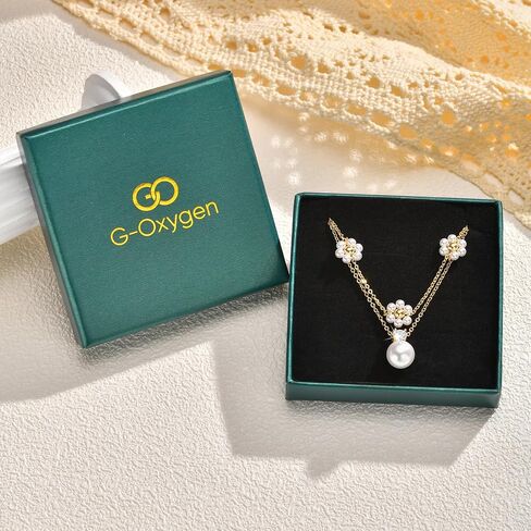 Gold Pearl Necklaces for Women - 14K Gold Plated Layered Pearl Necklace Set, Dainty Cute Floral Daisy Pearl Necklace,CZ Jewelry Bride Bridesmaid Wedding Birthday Gifts for Her in Saudi Arabia