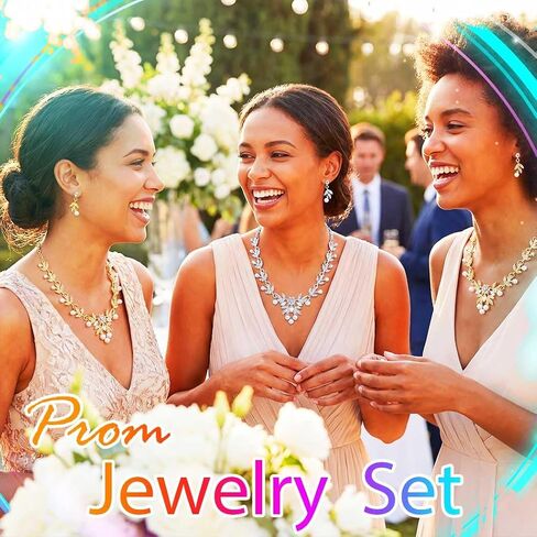 Aukmla Rhinestone Wedding Jewelry Sets for Brides and Women Pearl Necklace and Earring Set Prom Jewelry in Kuwait