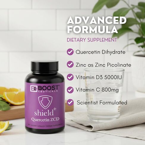 مكملات BoostCeuticals كيرسيتين (نقية 100٪) بدون مواد مالئة | كبسولات كيرسيتين 500 ملغ، نباتية، غير معدلة وراثيًا، بدون ستيرات - 200 كيرسيتين، كمية تكفي لمدة 6 أشهر in Kuwait
