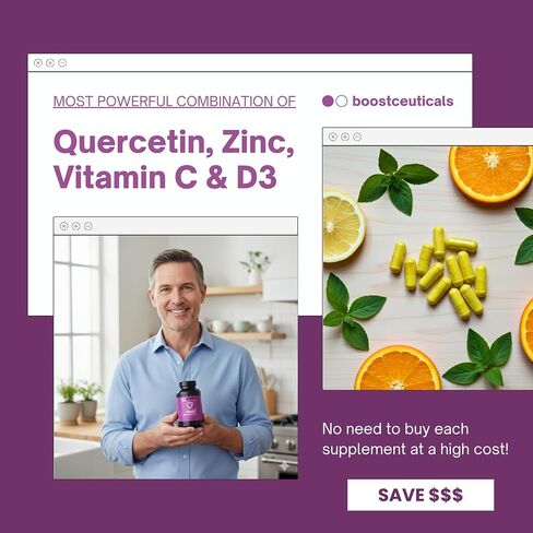 مكملات BoostCeuticals كيرسيتين (نقية 100٪) بدون مواد مالئة | كبسولات كيرسيتين 500 ملغ، نباتية، غير معدلة وراثيًا، بدون ستيرات - 200 كيرسيتين، كمية تكفي لمدة 6 أشهر in Kuwait