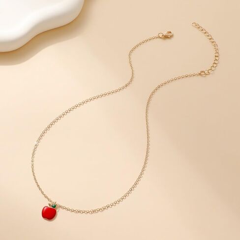 FORUBUS Red Apple Jewelry Set for Women, Includes Apple Pendant Necklace and Earrings, Perfect for Parties, Gifts, and Everyday Wear in Kuwait